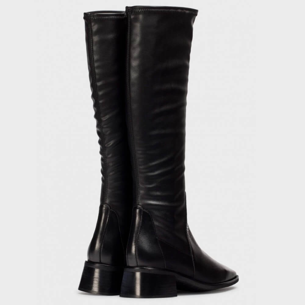 Black knee-high boots on a light gray background Wonders Ayla 03 Leather Knee High Boot D-1603-BLACK