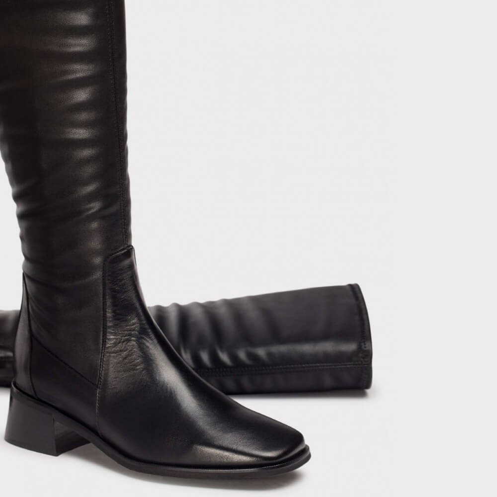 Wonders Ayla 03 Leather Knee High Boot D-1603-BLACK
