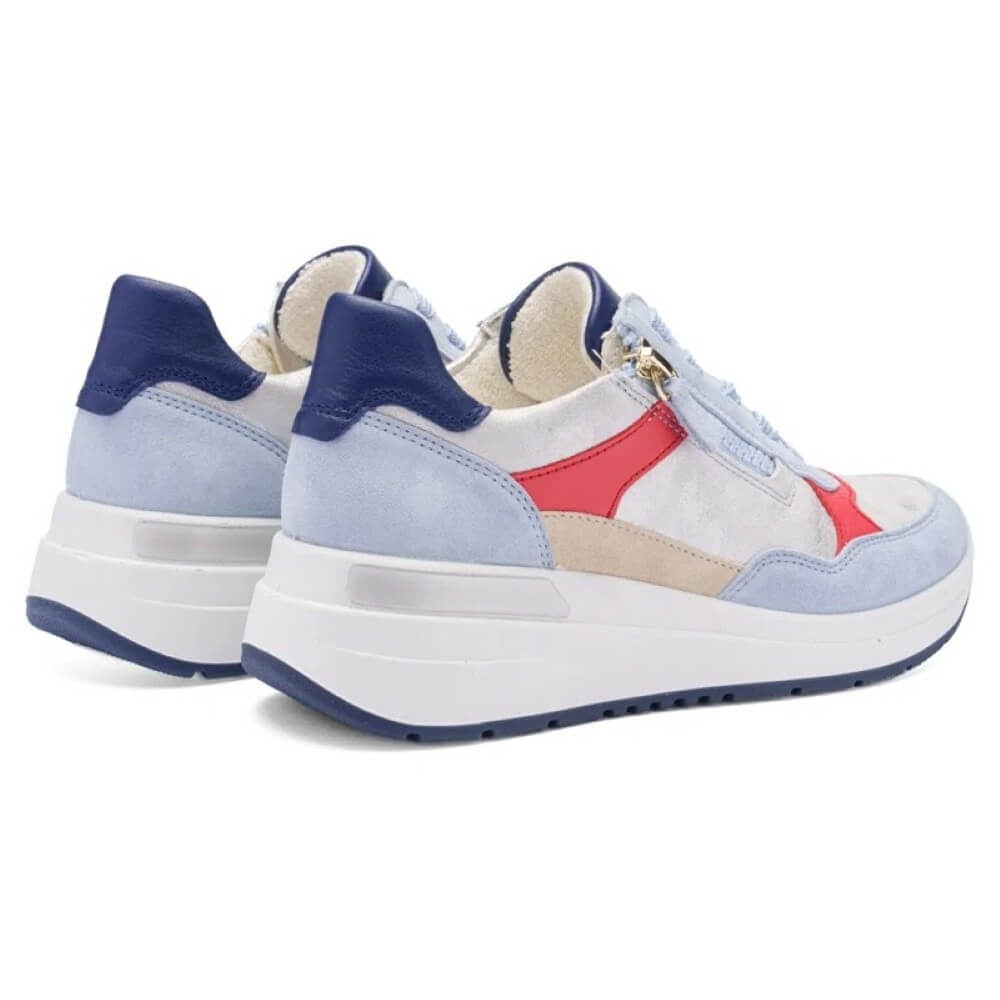 Ara Garda 12-57702 Leather Wedge Trainers Blue Multi-coloured