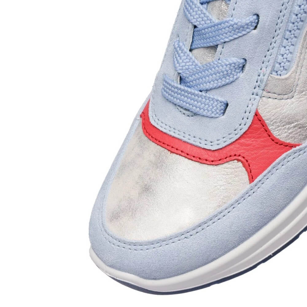 Ara Garda 12-57702 Leather Wedge Trainers Blue Multi-coloured