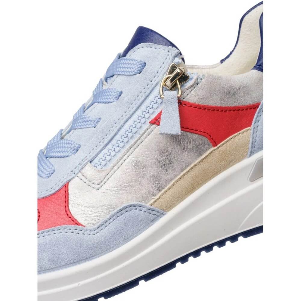 Ara Garda 12-57702 Leather Wedge Trainers Blue Multi-coloured