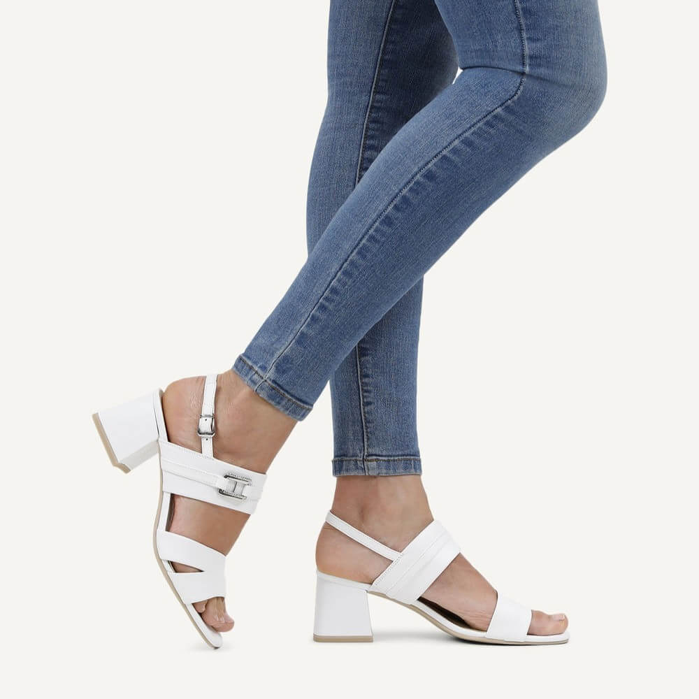 Caprice Block Heel Sandal 9-28301-WHITE