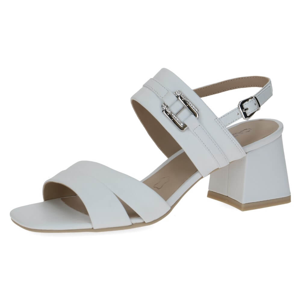Caprice Block Heel Sandal 9-28301-WHITE