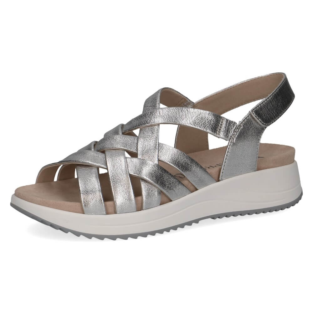 Caprice 9-28708 Leather Sandal-SILVER