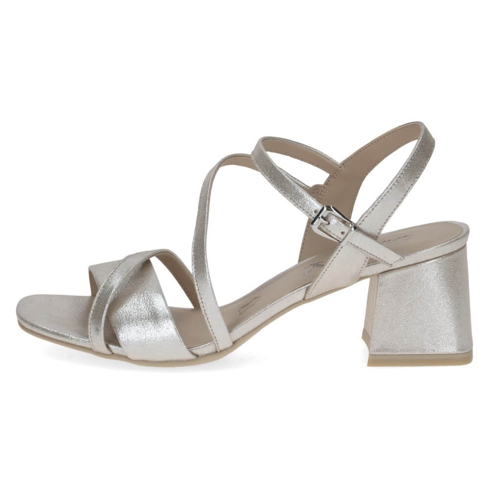 Caprice Block Heel Sandal 9-28300 Metallic Taupe