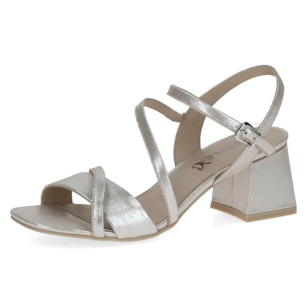 Caprice Block Heel Sandal 9-28300 Metallic Taupe