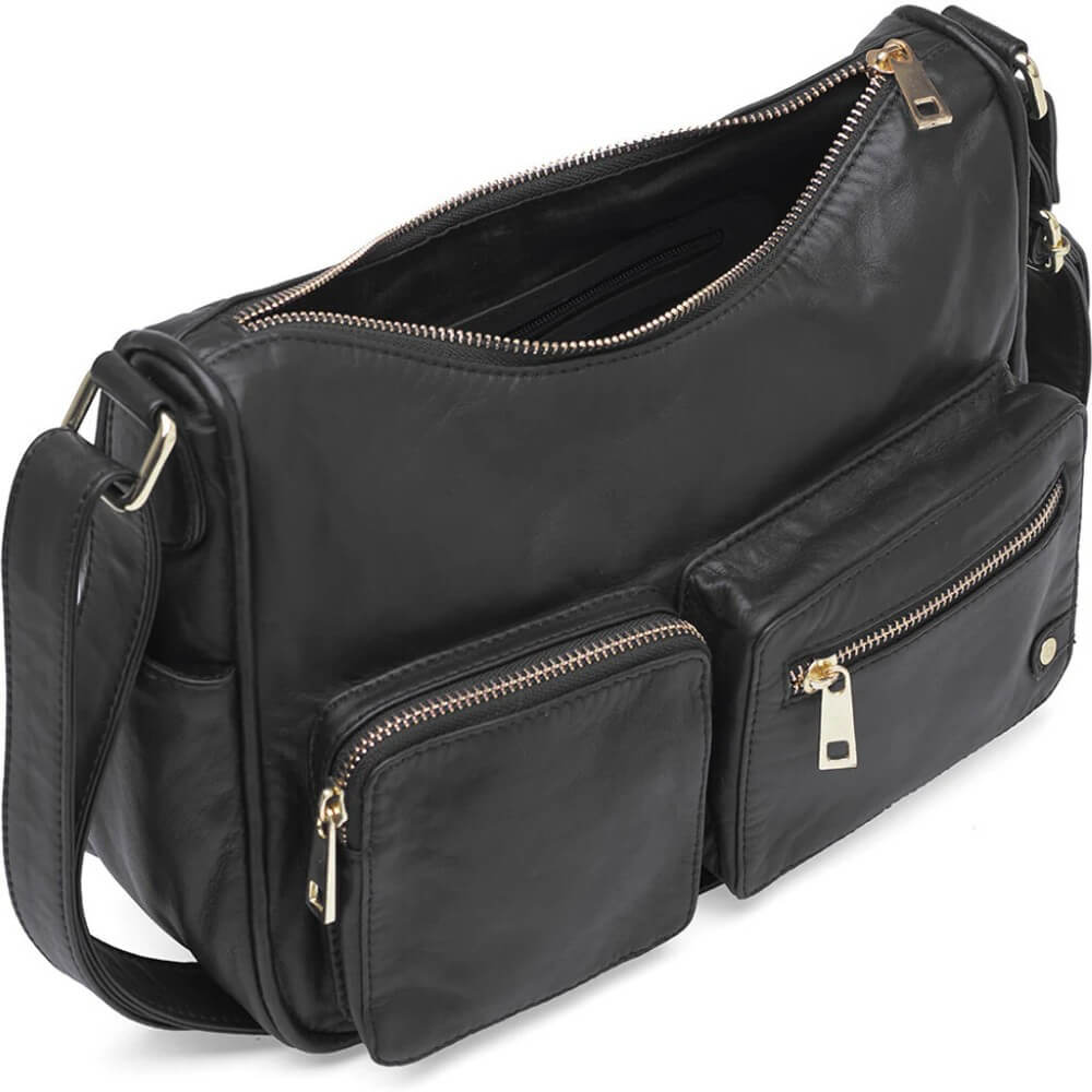 Depeche Leather Shoulder Bag 16278-BLACK GOLD