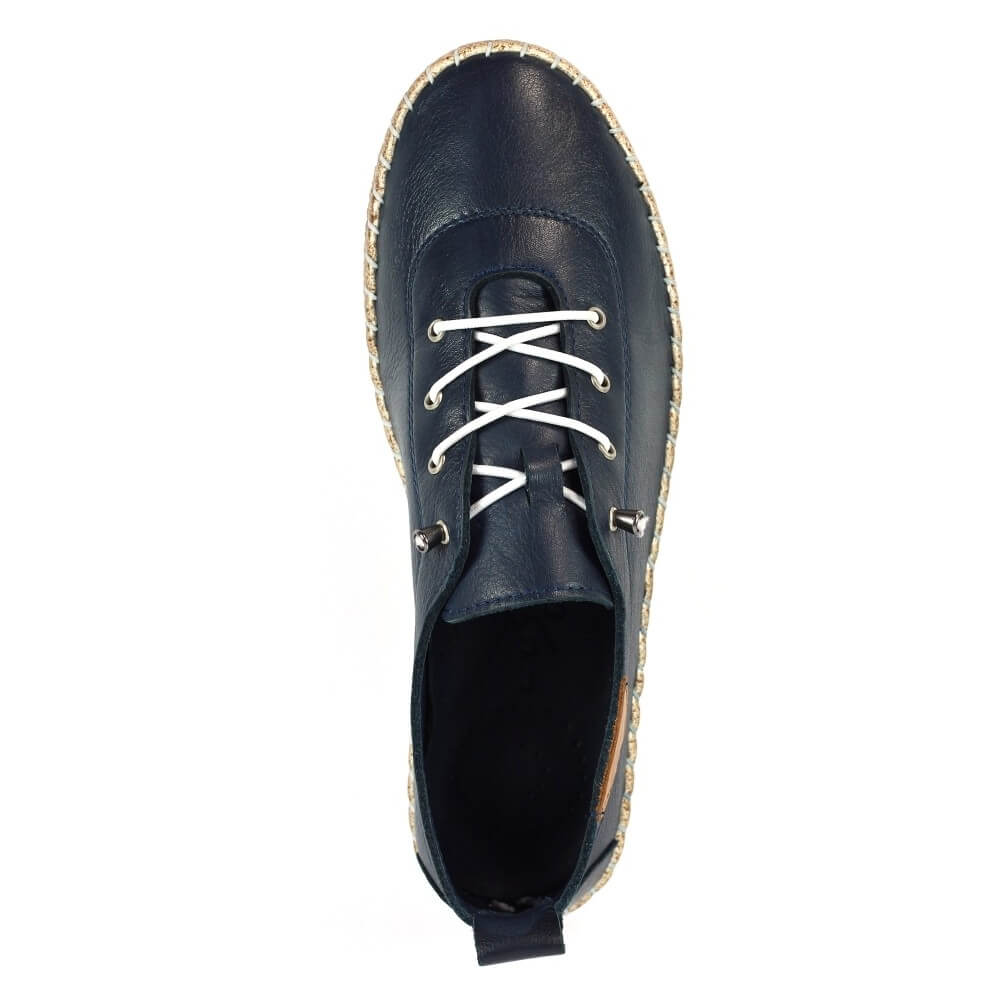 Lunar Evie Leather Plimsole Navy Blue