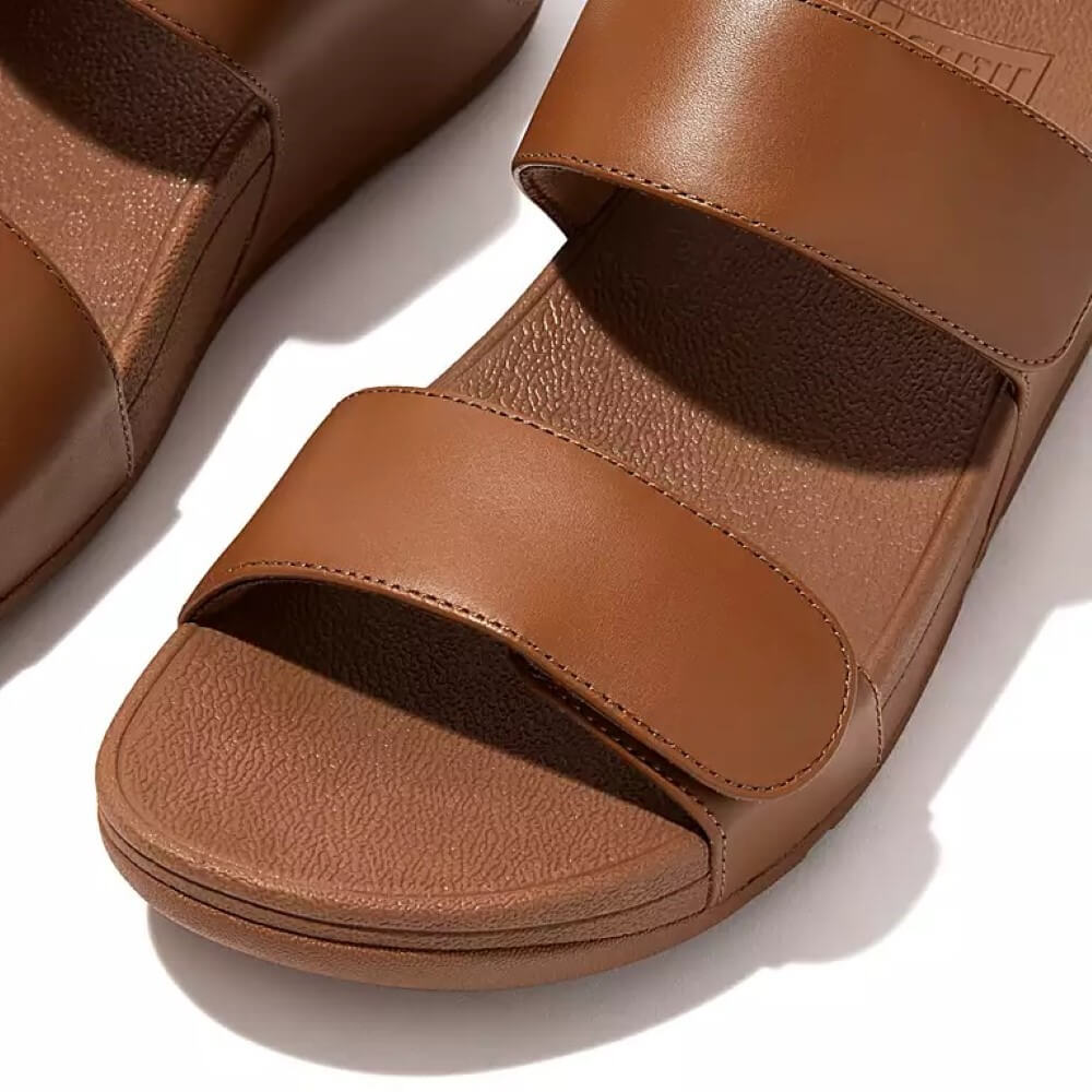 Fitflop Lulu Adjustable Leather Sandals-TAN