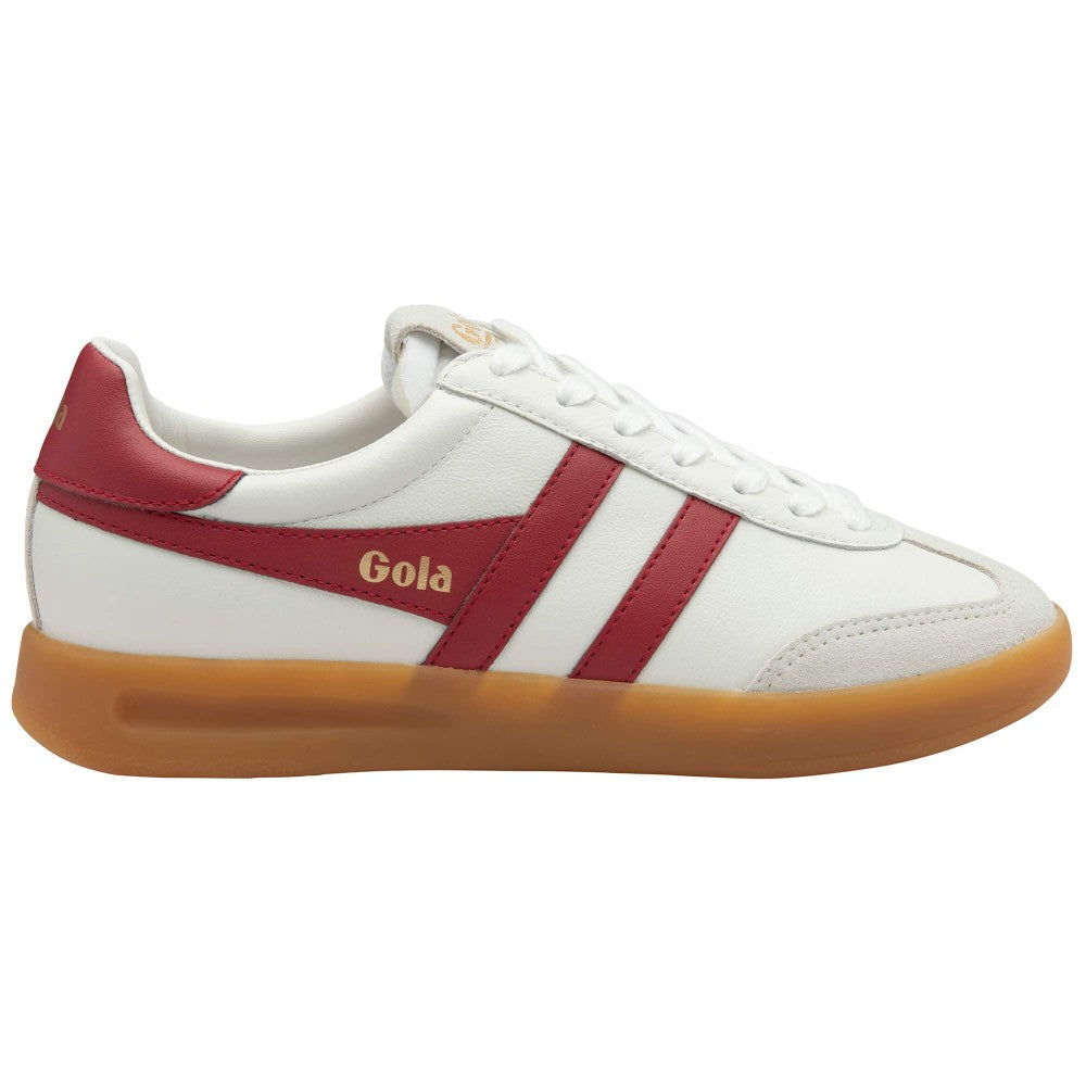 Gola White sneakers with red stripes and brown soles