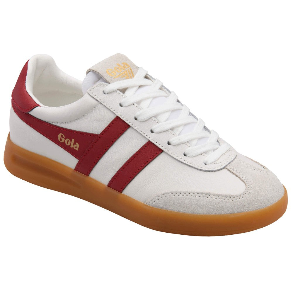 Gola White sneakers with red stripes and brown soles