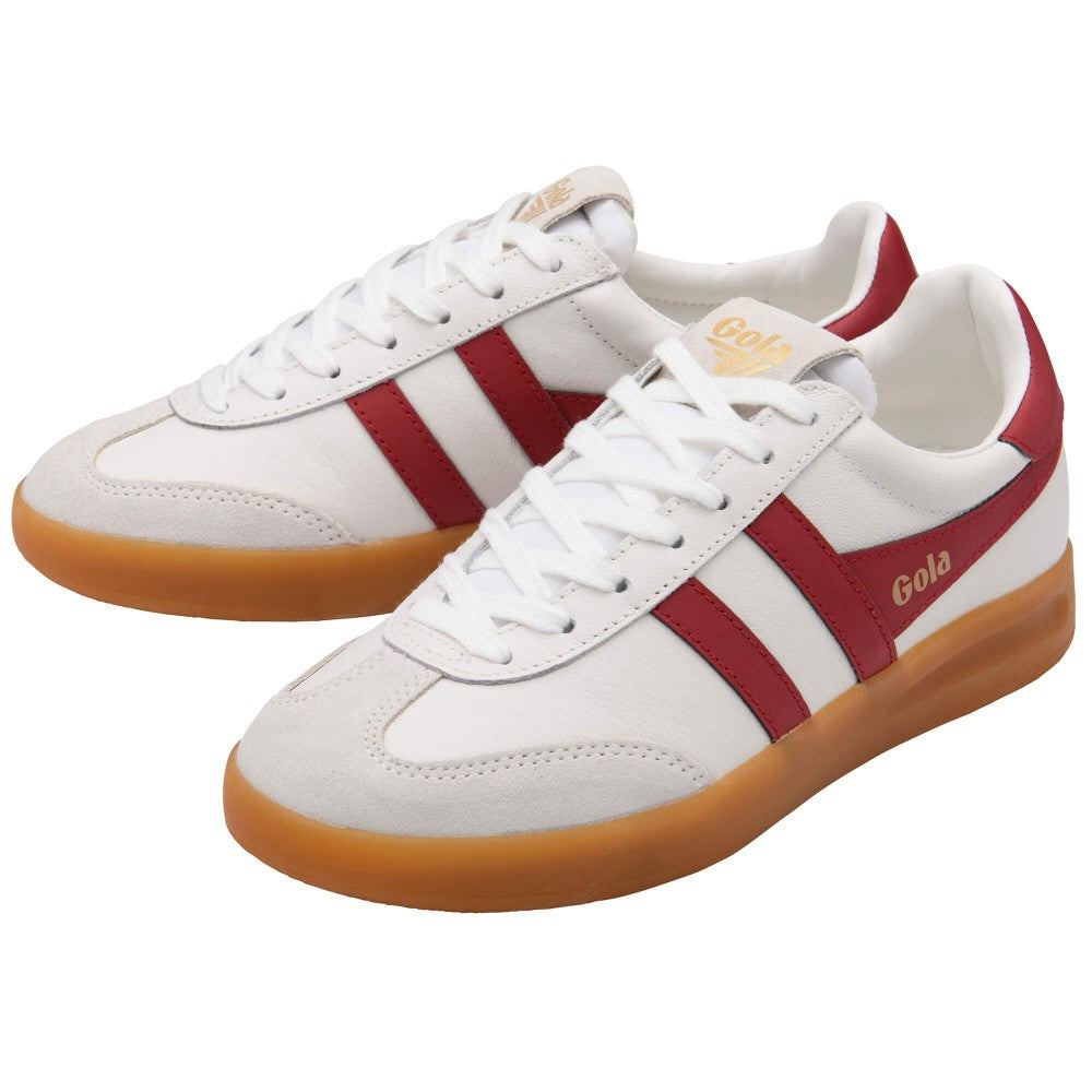 Gola White sneakers with red stripes and brown soles