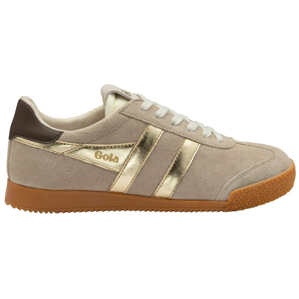 Gola Elan Glitz beige and gold gum sole sneaker