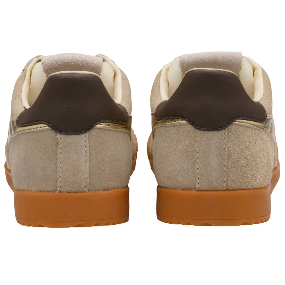 Gola Elan Glitz beige and gold gum sole sneaker