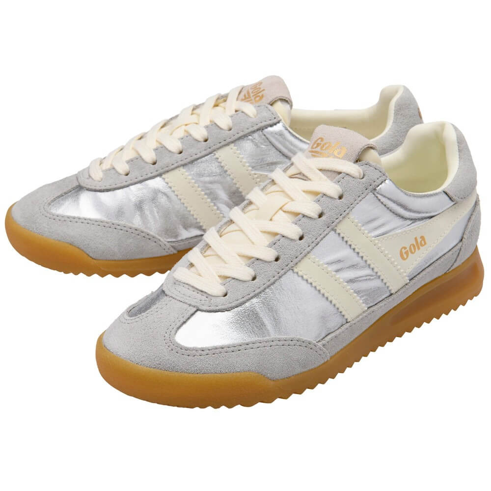 Gola Classics Women's Firefly Metallic Trainers Silver/Off White