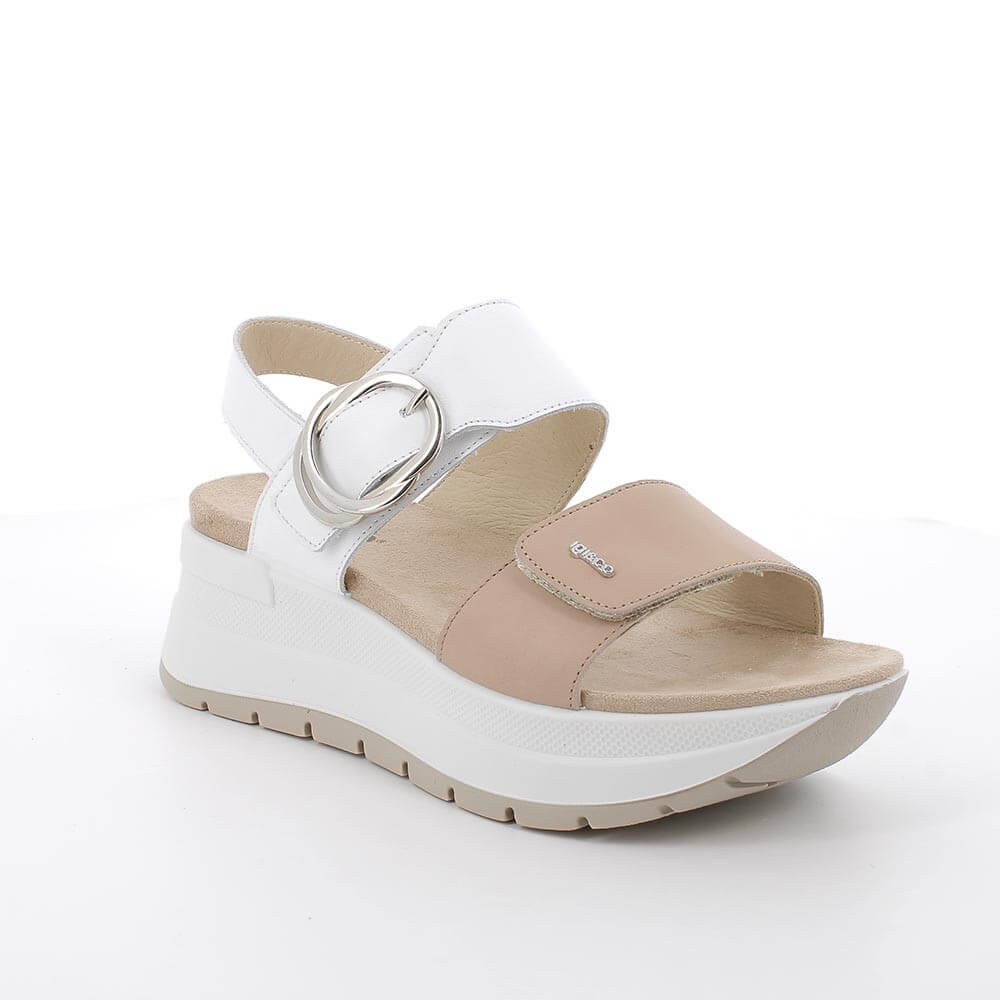 Igi & Co. Wedge Sandals Leather 76776 Beige & White
