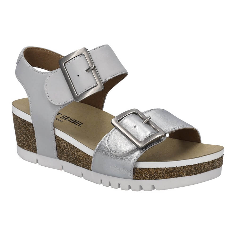 Josef Seibel QUINN 02 Leather Sandal Silver / White