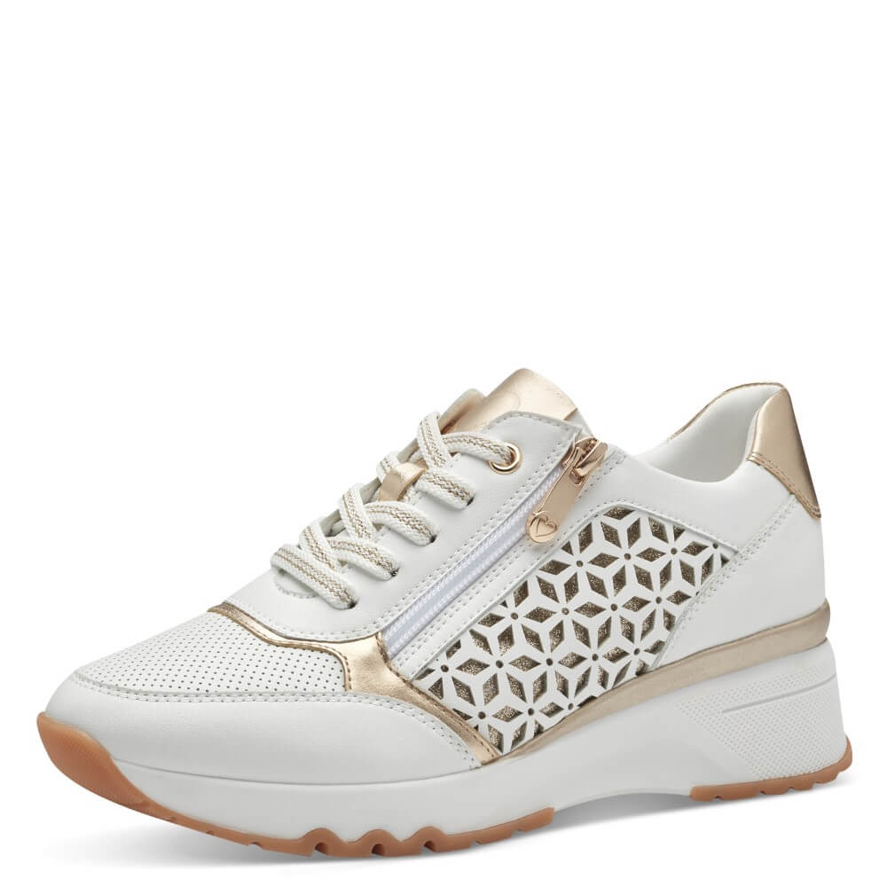 Marco Tozzi 2-23721 Wedge Trainer-WHITE MULTI