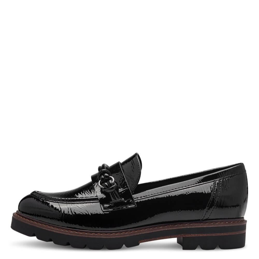 Marco Tozzi 2-24704 Chunky Patent Loafer-BLACK