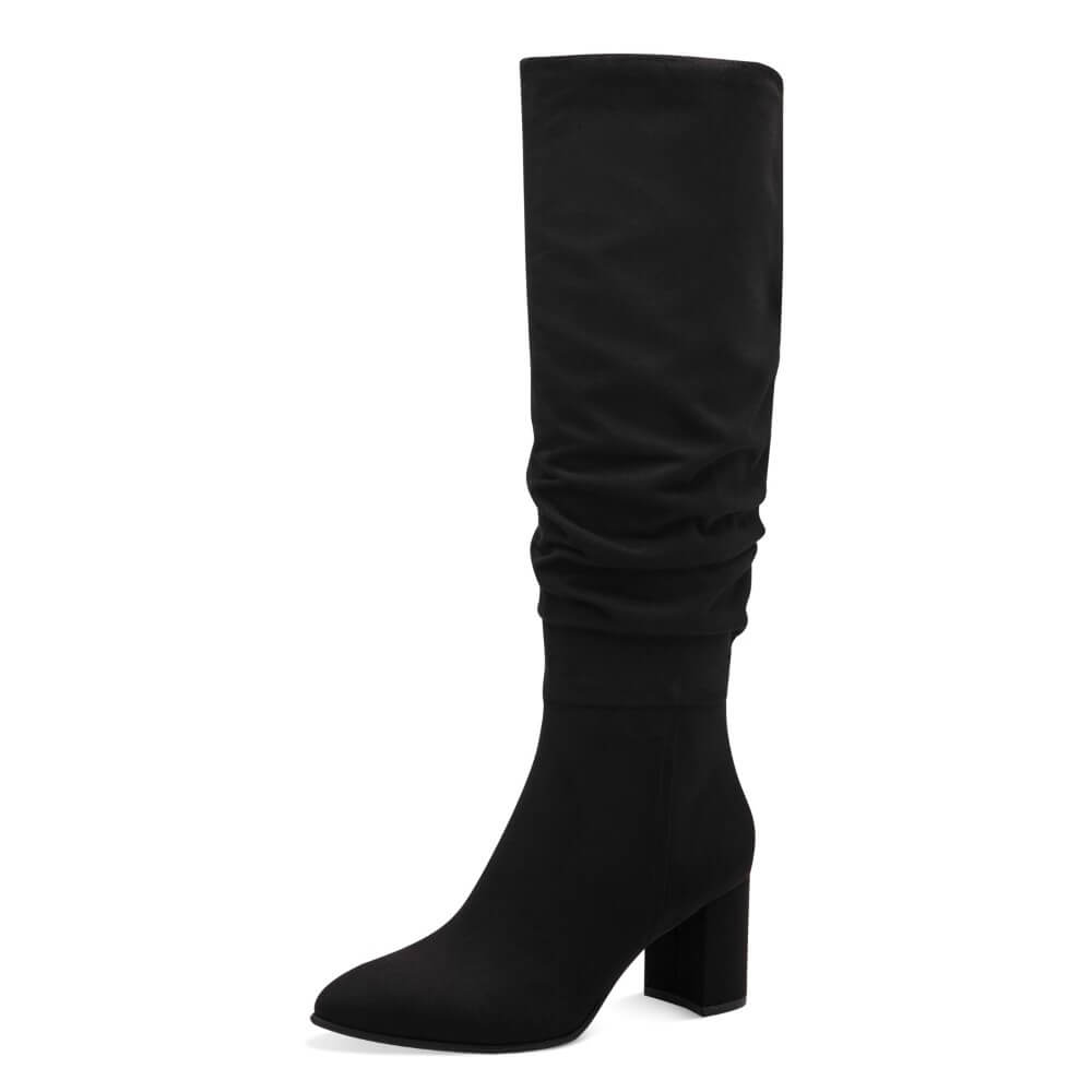 Marco Tozzi 2-25519 Knee High Ruched-BLACK