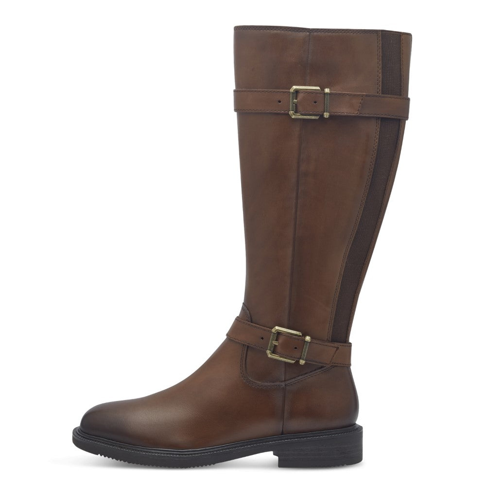 Marco Tozzi 2-25520 Leather Knee High Boots-COGNAC