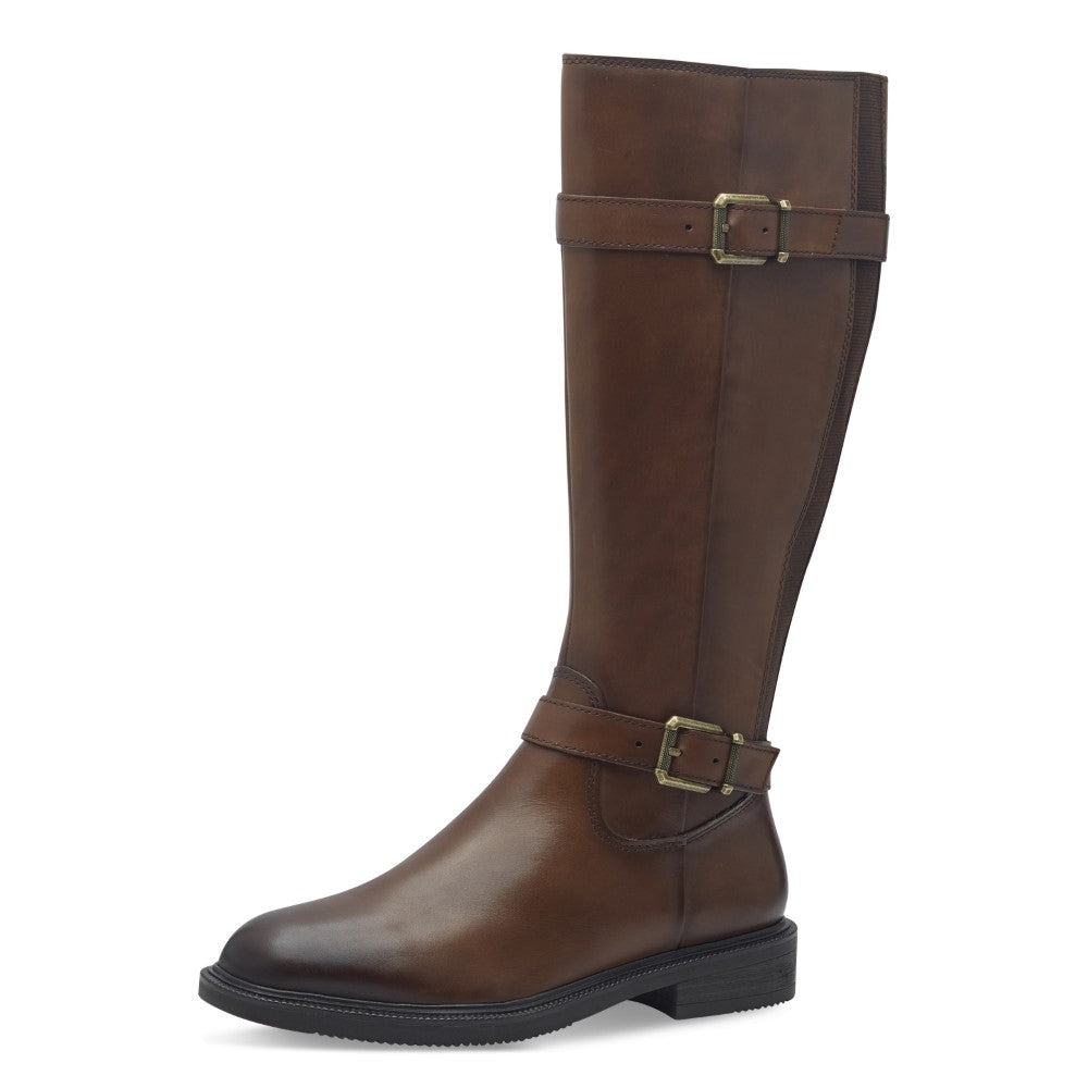 Marco Tozzi 2-25520 Leather Knee High Boots-COGNAC