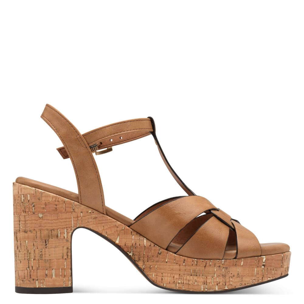 Marco Tozzi Platform Sandal 2-28394 Vegan -COGNAC