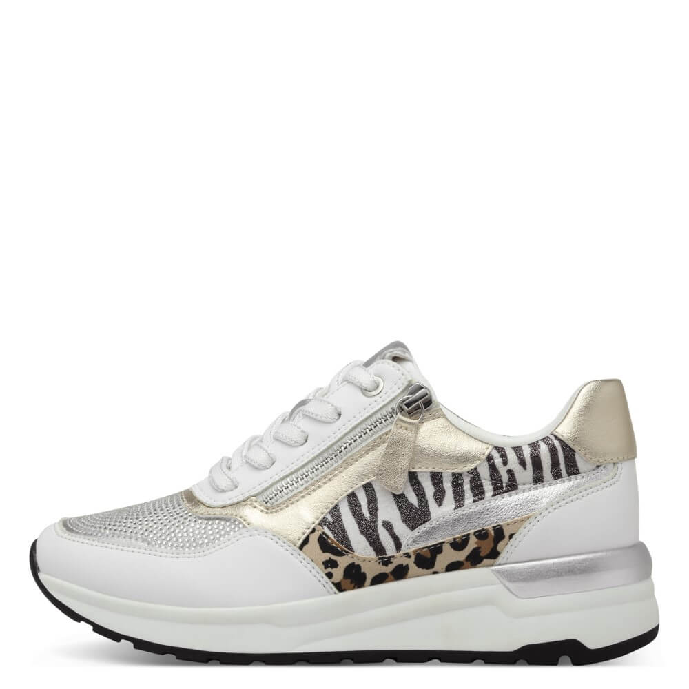 Marco Tozzi Sneakers 2-23742 white animal print wedge