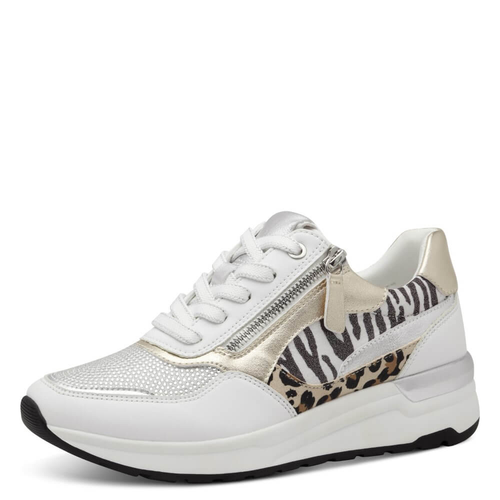 Marco Tozzi Sneakers 2-23742 white animal print wedge