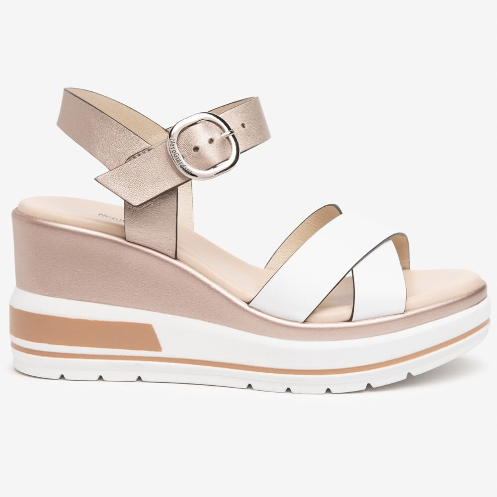 NeroGiardini E218737D Medium Wedge Sandal-WHITE