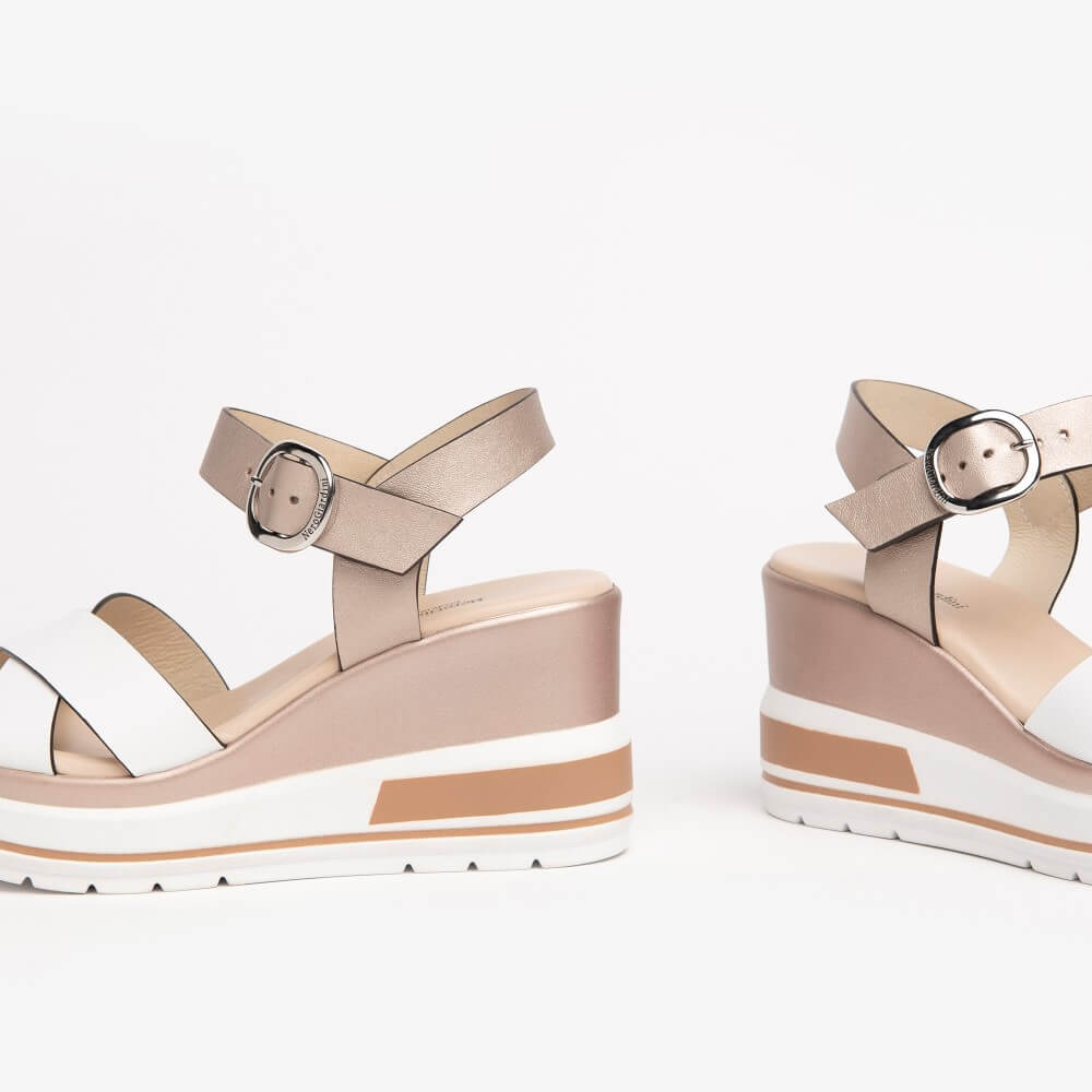 NeroGiardini E218737D Medium Wedge Sandal-WHITE