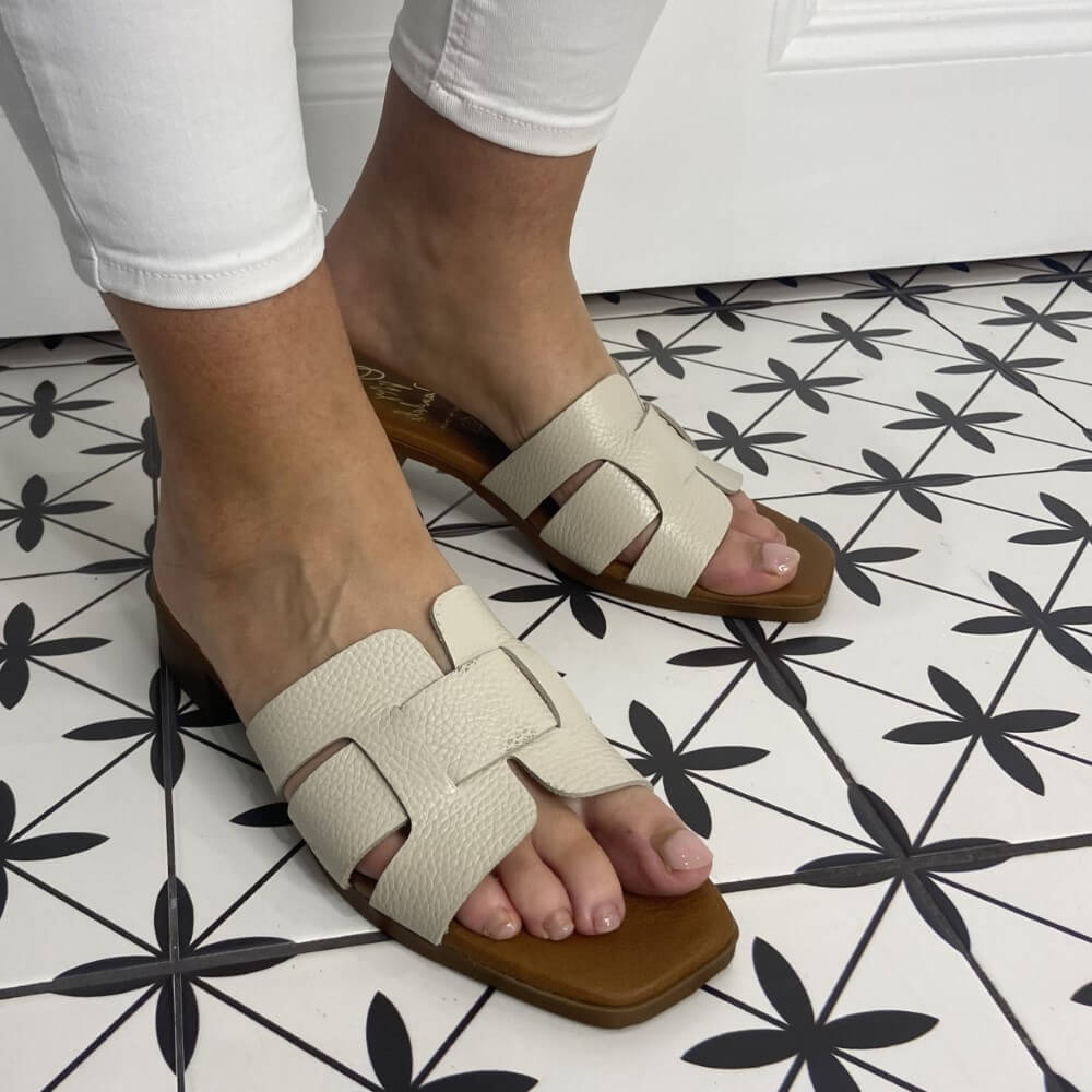 Oh! My Sandals 5343 Sliders-OFF WHITE