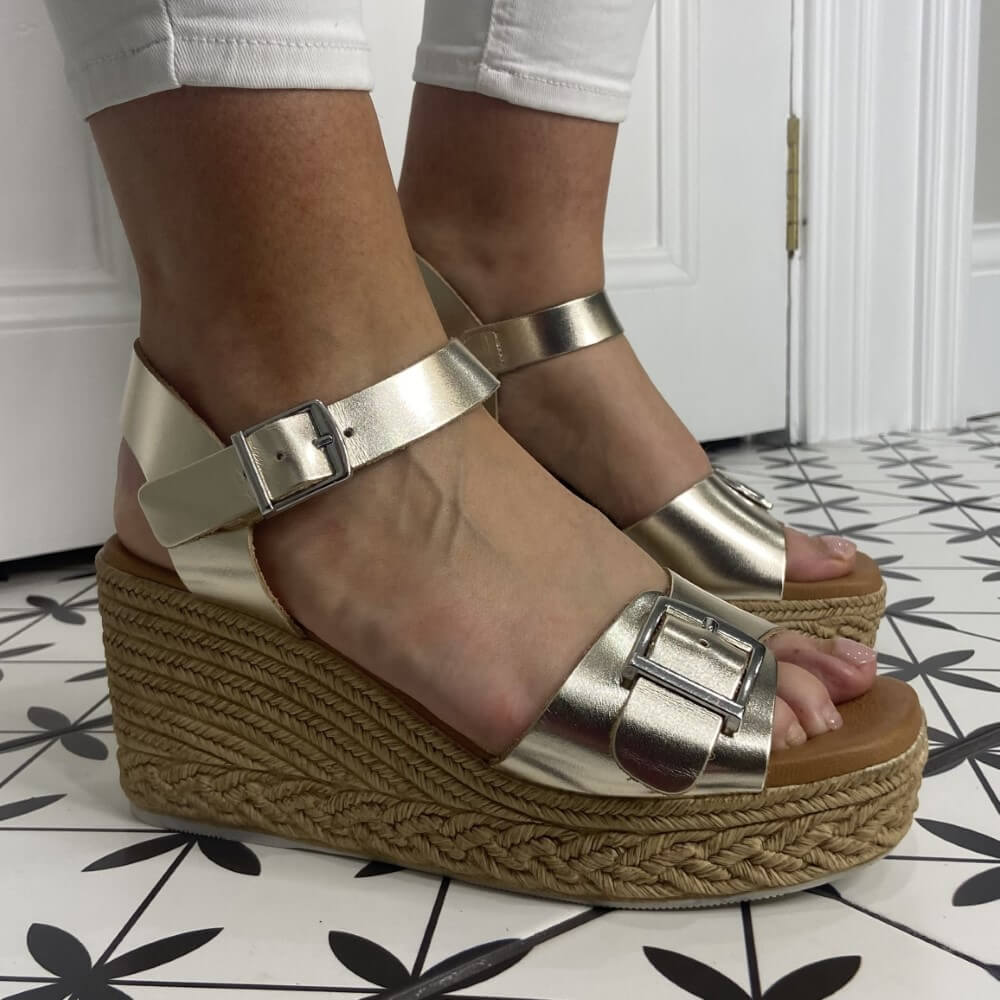 Oh! My Sandals 5459 Wedge-CHAMPAGNE