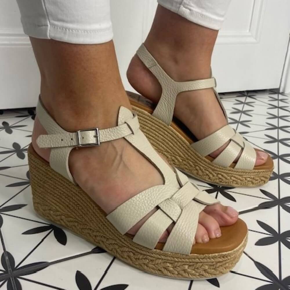 OH! My Sandals 5488 Wedge Sandals-OFF WHITE
