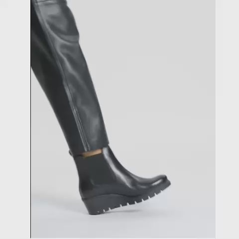 Ara 12-57004 Como Black Leather Wedge Chelsea Boots