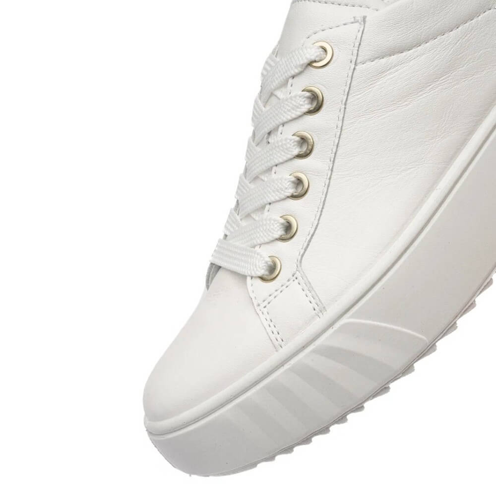 Video of cream leather sneaker on a white background