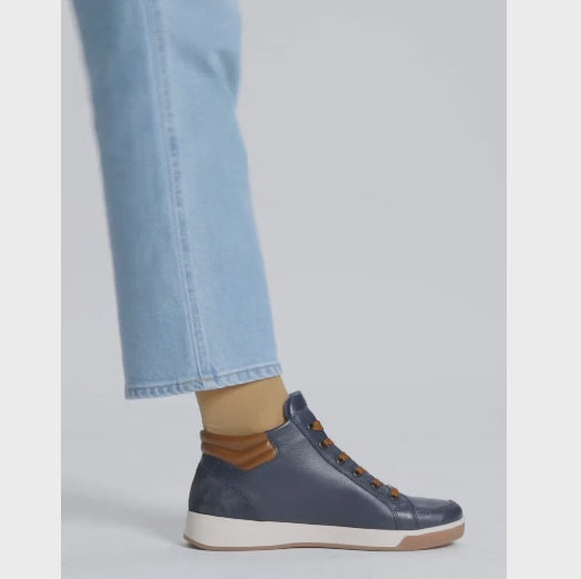 Ara Rom Leather Ankle Boot 12-24499 Navy Brown