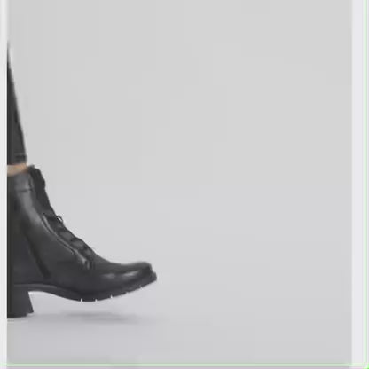 Ara Black Leather Block Heel Boots