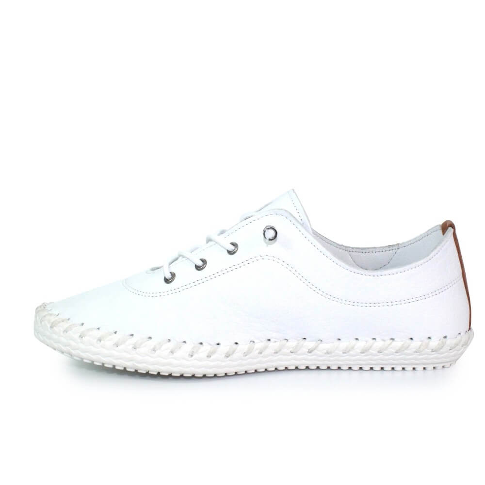 Lunar St. Ives Leather Plimsole White