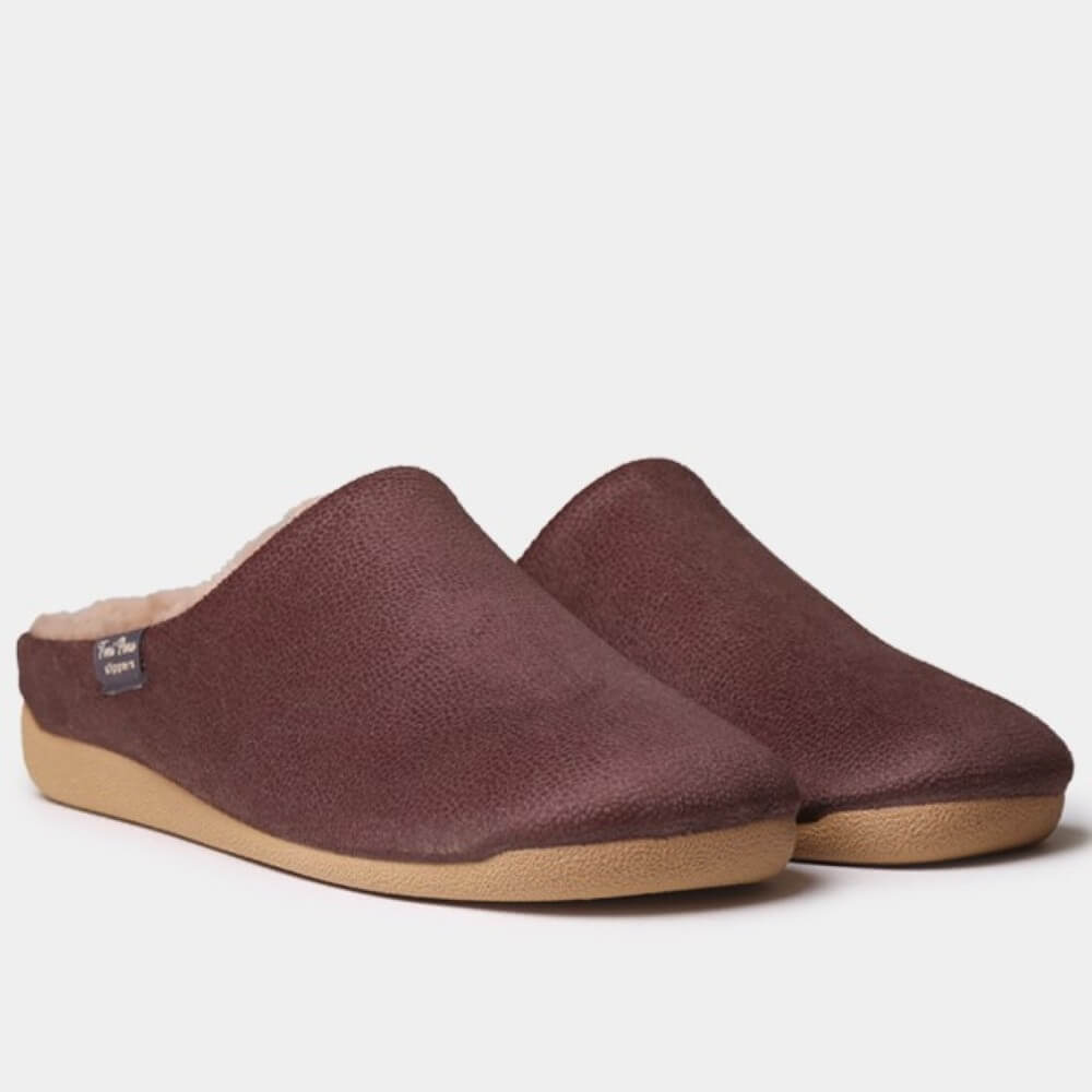 pair of brown slippers