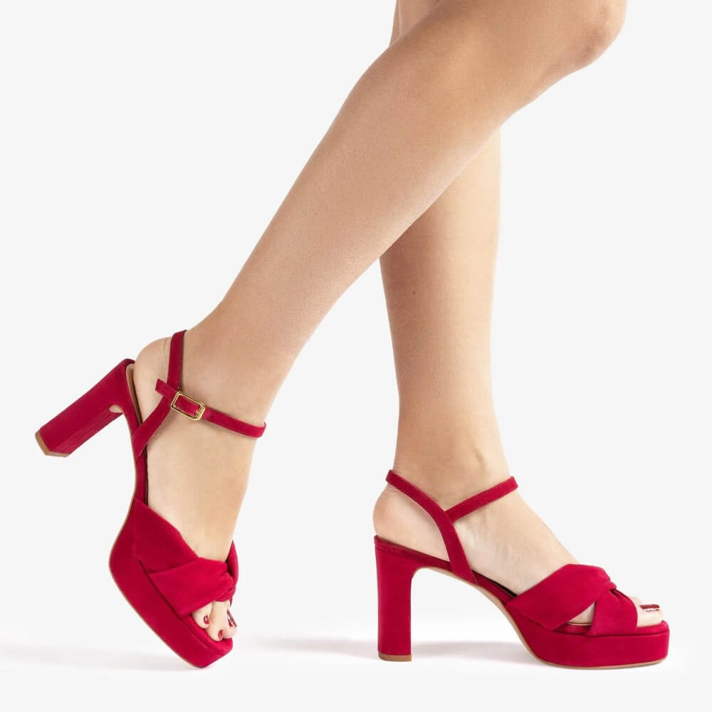 Unisa ONOA Platform Suede Sandal-RED