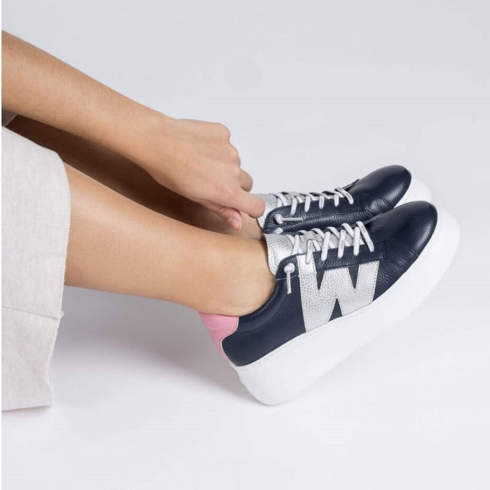 Wonders A-2650 Leather Trainer-NAVY