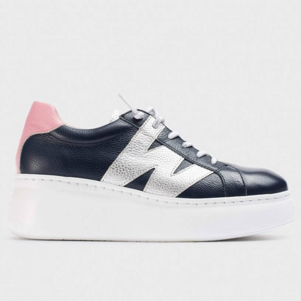 Wonders A-2650 Leather Trainer-NAVY