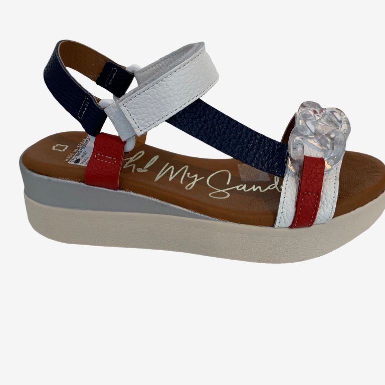 Oh! My Sandals 5009-NAVY, Red & White